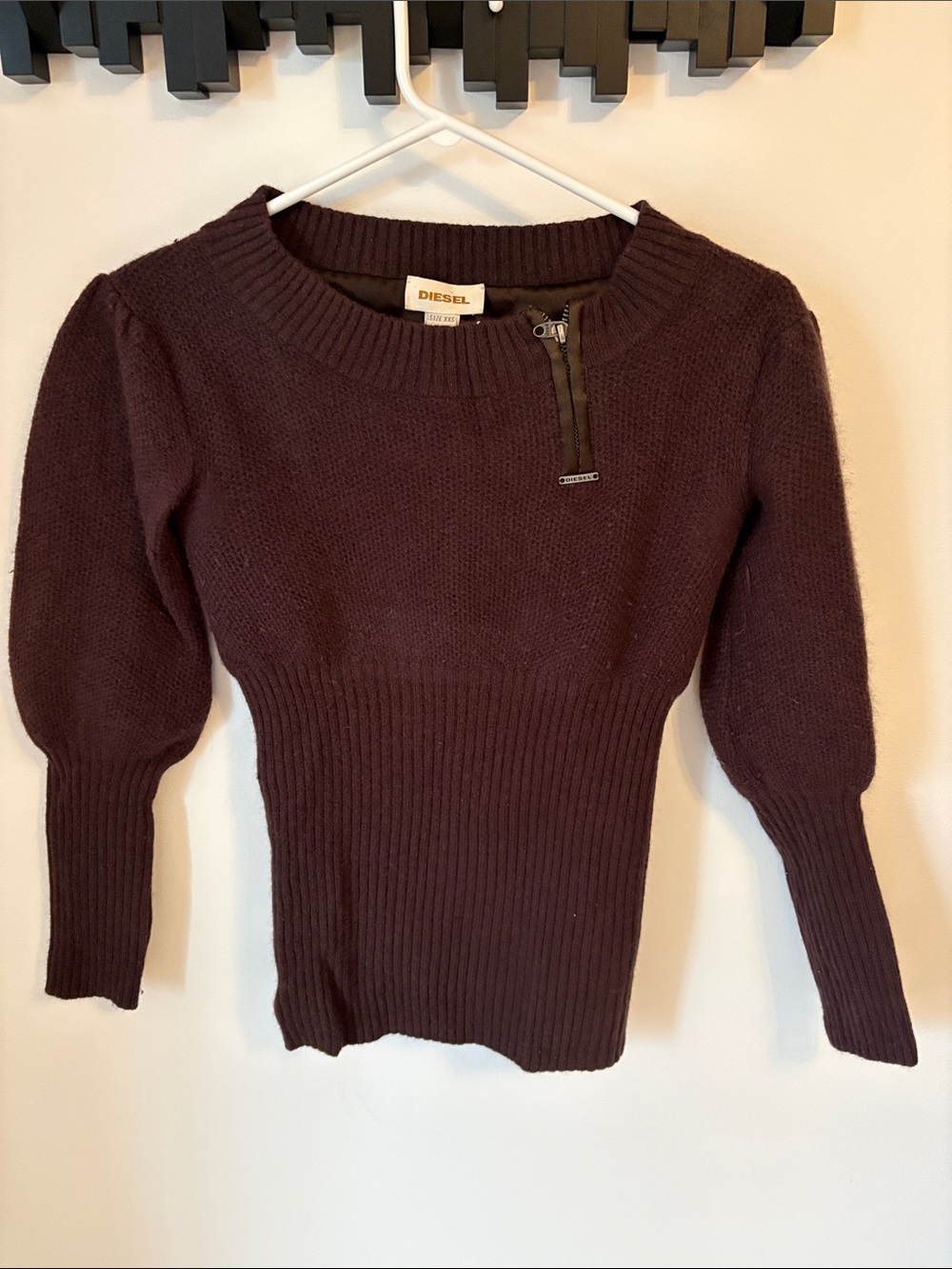 Diesel Scoop Neck Ribbed Sweater - Brown